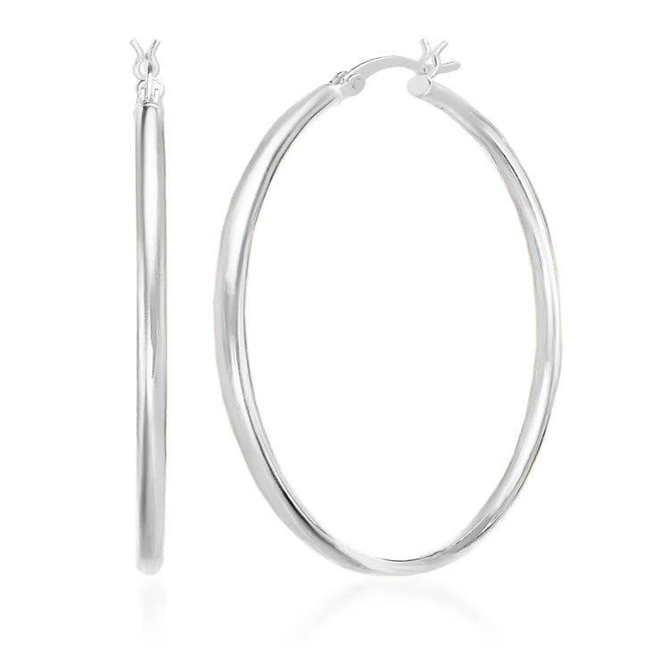 Sterling Silver Hoop Earrings with Snap Top Closure