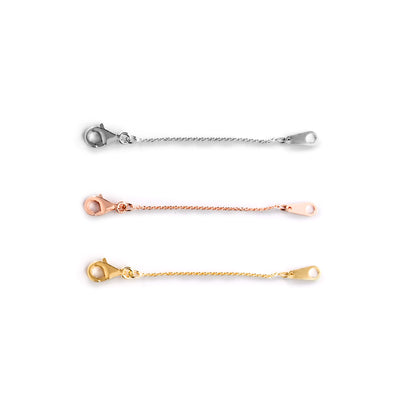 VANBARIS Extenders Chain Necklace Rose Gold Plated Sterling Silver Extender for Necklaces Lobster Claw Clasps Chain Extender Necklace 3 P